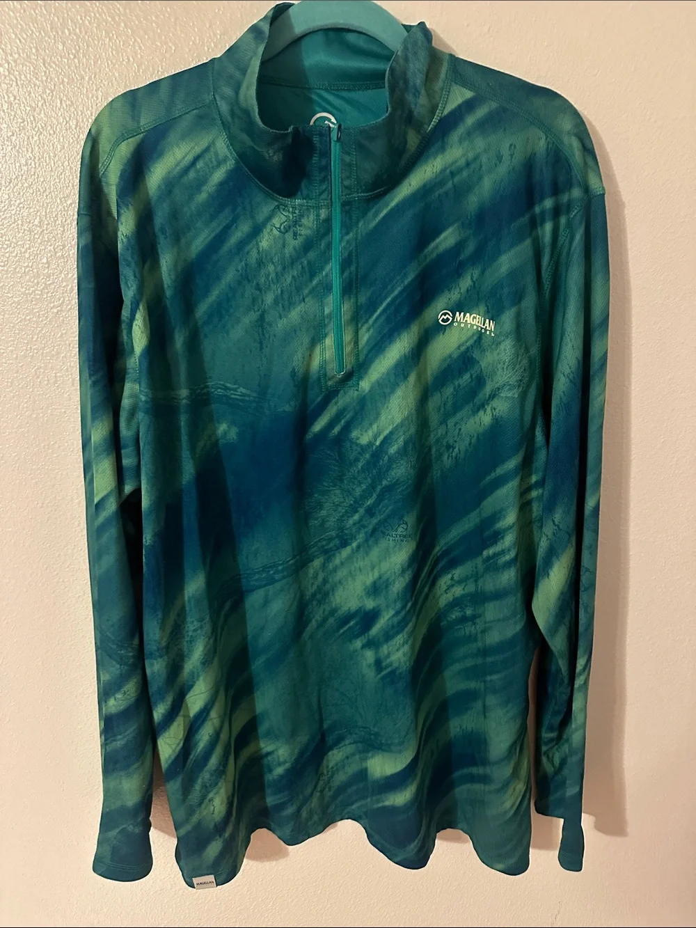 Magellan Outdoors Men's Teal & Aqua Long-Sleeve Half-Zip Rash Guard